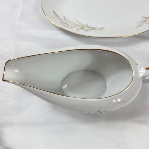 Fine China of Japan Golden Harvest Gravy Boat & Underplate Gold Wheat Sprays - Picture 8 of 15